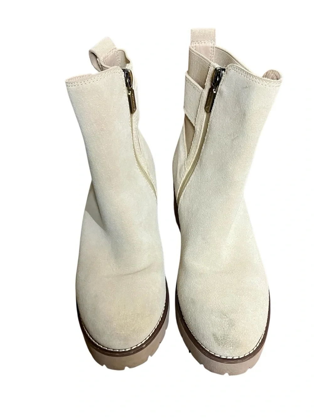 Blondo Daliha Water Proof Ankle Boot Lug Sole Suede Bootie Tan Size 6.5